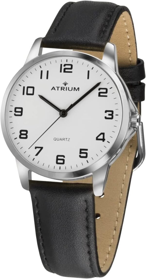 Atrium Damen Armbanduhr A37-10 klare Ziffern silbernes Lederband hochwertiges Quarzwerk