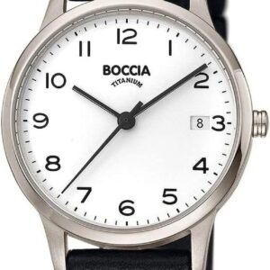 Boccia 3310-01 Women's Analogue Quartz Watch with Genuine Leather Strap, black, Strap.