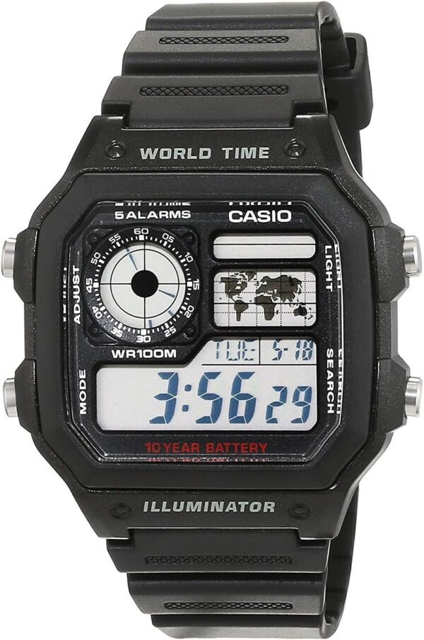 Casio AE-1200WH Herren Digitaluhr mit Edelstahlarmband und 10 Bar Wasserdichtigkeit begeistert Fans