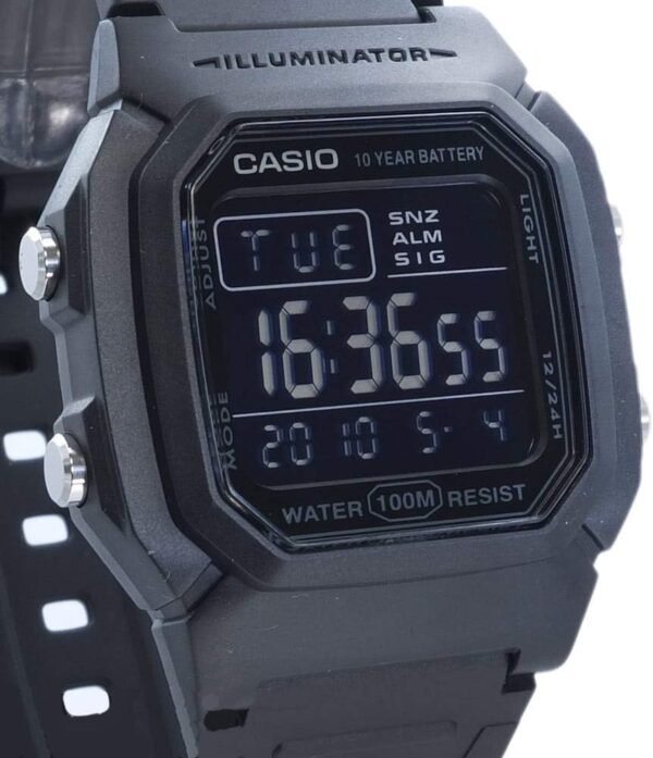 Casio Collection W-800H-1BVES Digitale Unisex Uhr mit LED Licht und Multi Alarm Features