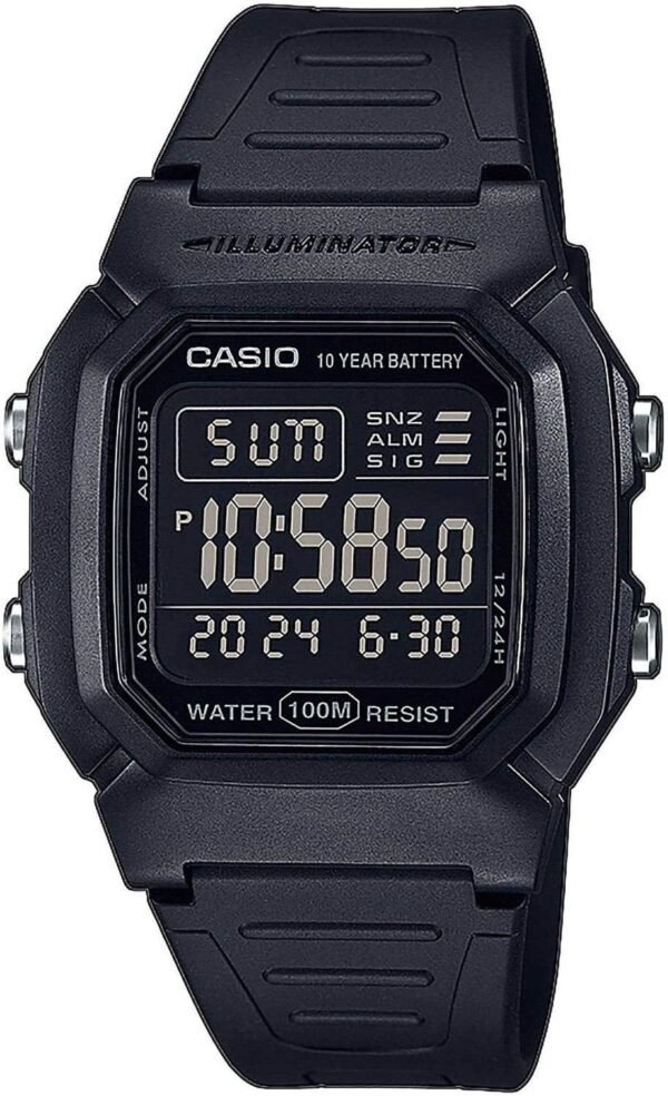 Casio Collection W-800H-1BVES Digitale Unisex Uhr mit LED Licht und Multi Alarm Features