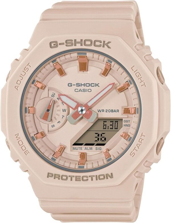 Casio GMA-S2100-4AER Sportliche Damenuhr mit Weltzeit, Alarm und LED-Beleuchtung