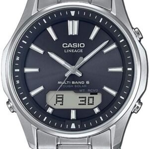Casio Men's Analogue Quartz Watch with Titanium Wristband, silver/black - Radio Controlled