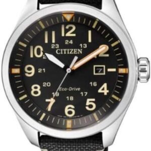 Citizen Herren Analog Quarz Eco-Drive Uhr Aviator mit Nylon Armband
