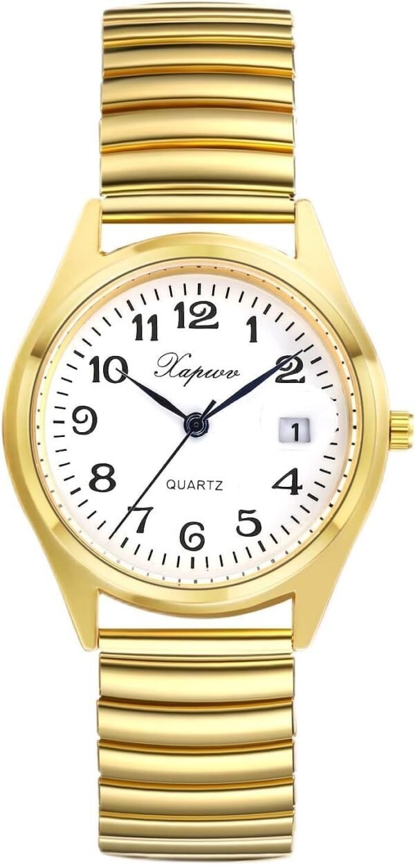 JewelryWe elegante Damen Armbanduhr mit Quarzwerk und digitalem Zifferblatt in Gold Silber