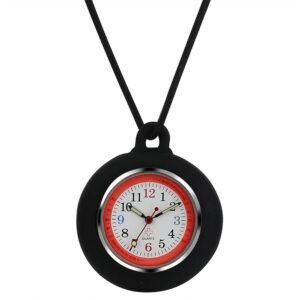 JewelryWe Nurse Watch Analogue Quartz Pocket Watch 30 Waterproof Silicone Watch with Necklace Chain Nurse Watch Nurse Watch Heart Rate Monitor Watch for Doctor Gift Unisex