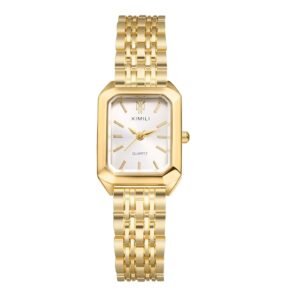 JewelryWe Uhren Damen Metallarmband Quadratisch - Elegant Analog Quarz Armbanduhr Frauen Geschäfts Lässige Uhr mit rechteckigem Muschel Zifferblatt und Legierung Armband