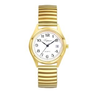 JewelryWe Women's Elegant Analogue Quartz Watch with Digital Dial and Elastic Alloy Strap Gold/Silver