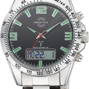 Master Time MTGA-10874-22M Radio Quartz Men's Watch Analogue Digital with Stainless Steel Strap, silver, Sporty