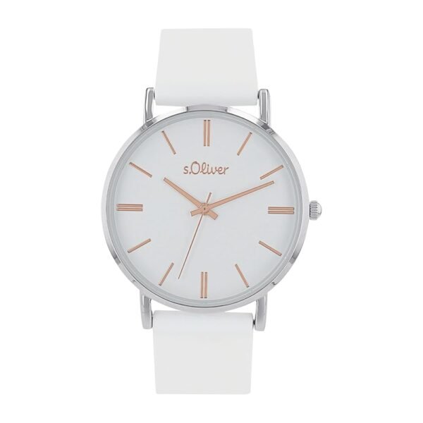 s.Oliver Armbanduhr für Damen mit Silikon Armband, 18,5 cm, Quarzuhr Analog, 3 bar Wasserdicht, Geschenk für Frau und Freundin, Kommt in passender Uhrenbox