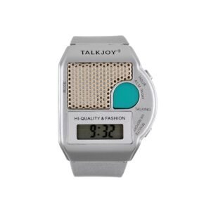 TalkJoy Talking Wrist Watch Silver Clock Alarm Clock Announcement Time at the Touch of a Button Blind Watch Dementia Clock Senior Watch Visual Impaired Visual Weakness Digital...