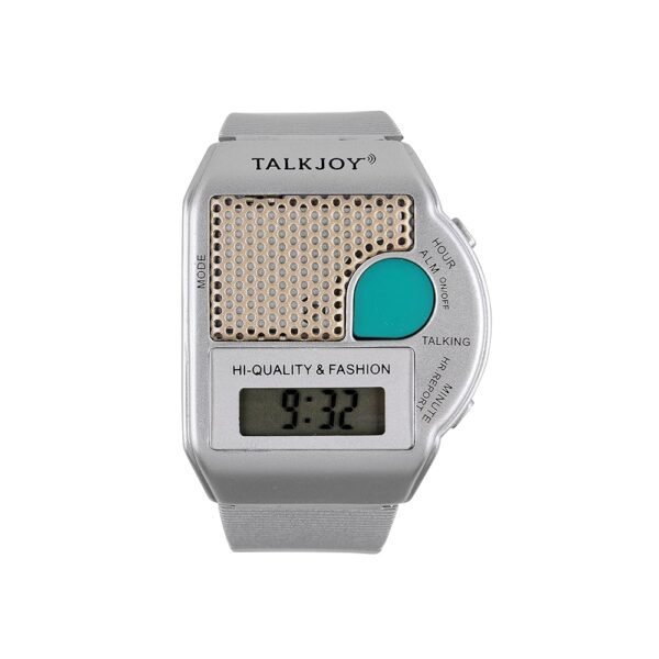 TalkJoy Talking Wrist Watch Silver Clock Alarm Clock Announcement Time at the Touch of a Button Blind Watch Dementia Clock Senior Watch Visual Impaired Visual Weakness Digital...