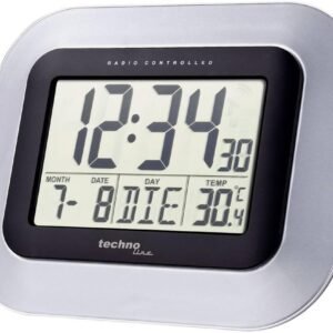 Technoline WS 8005 Radio Wall Clock 22.6 x 3 x 18 cm Silver / Black