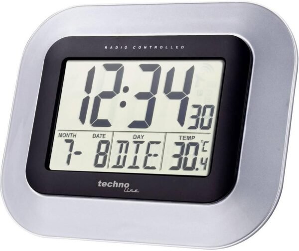 Technoline WS 8005 Radio Wall Clock 22.6 x 3 x 18 cm Silver / Black