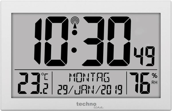Technoline WS8016 Funkwanduhr mit Temperaturanzeige und klarem Display für Schlafzimmer und Büro